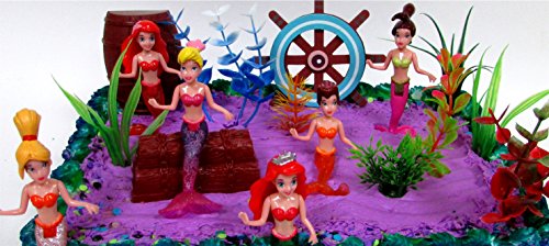 16 Piece Under the Sea MERMAID Themed Birthday Cake Topper Set Featuring Mermaid and Friends Characters and Decorative Themed Accessories by Cake Topper