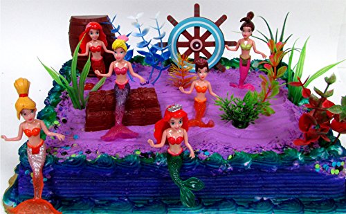 16 Piece Under the Sea MERMAID Themed Birthday Cake Topper Set Featuring Mermaid and Friends Characters and Decorative Themed Accessories by Cake Topper