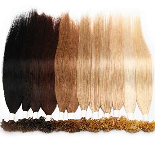 16"(40cm) Extensiones de Queratina Pelo Natural [0.5g*100 Mechas] #18/613 Ash Rubio/Blanqueador Rubio Cabello Humano 100% Remy Invisible sin Clip Pre Bonded Nail U Tip Hair Extensions (50g)