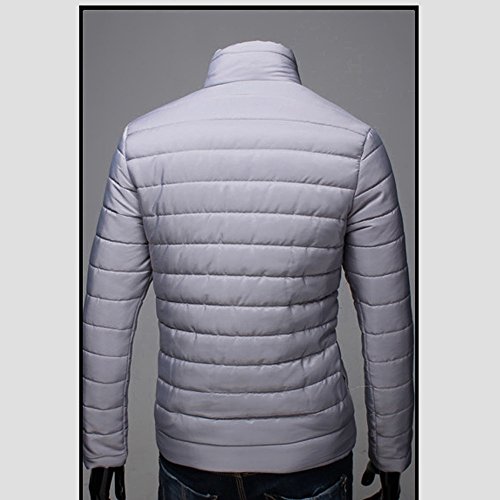 2019 - Chaqueta de plumón para Hombre, de algodón, Ligera, Piel cálida, con Cremallera, con Capucha, Color Liso, Elegante, Slim Fit Hoodie B-Gris 5X-Large