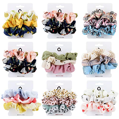 27 Piezas Elástico Hair Scrunchies,Elásticos Gasa/Velvet Goma De Banda Pelo Stretchy Multicolor De Terciopelo Accesorios Para El Cabello Ponytail Titular Para Mujeres Niñas