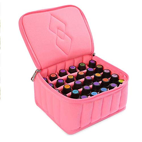 30 Botellas Aceite Esencial Transporte a Prueba de Golpes Funda, Portátil Maquillaje Organizador Neceser, 15ml Perfume Soporte, Exterior Viajes Caja Almacenaje, Esmalte Uñas Almacenaje Bolsa - Rosa