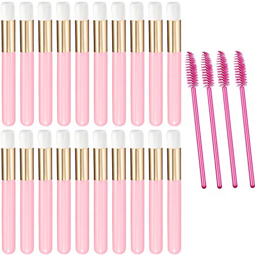 30 Cepillos de Champú de Pestañas Cepillo de Limpieza de Extensión de Pestañas Limpiador de Cepillos de Nariz Limpieza de Pestañas Lavado Despegar Espinilla con 4 Cepillos de Pestañas (Rosa)