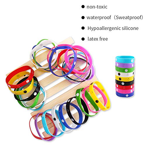 36Pcs Pulseras de Silicona, Pulseras de Goma, Recuerdo de la Fiesta Emoji Pulsera de Silicona para Niños, Bracelet Emoji Rubber Silicona