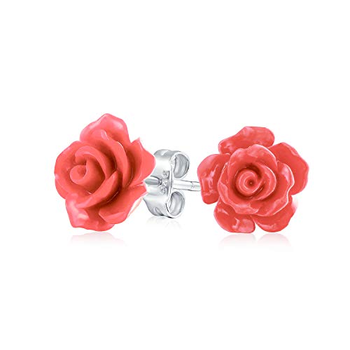 3D Naranja Durazno Quiso Pendiente De Boton Flor Rosa Para La Mujer, Para La Madre Adolescente Post Chapados En Plata.