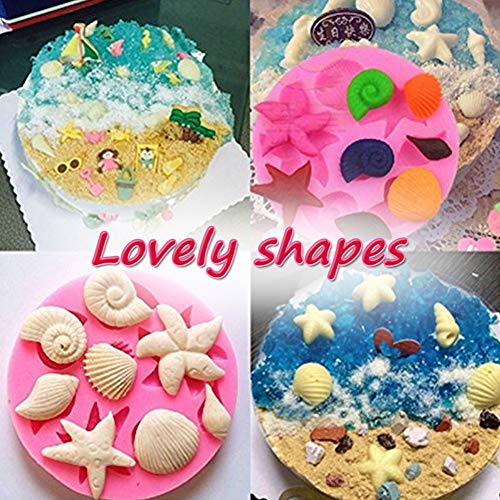 3PCS Seashell y Sea Animal Moldes de Silicona Moldes Herramientas Hechas A Mano Caramelo de Chocolate Fondant Cake Decoration Fondant Mold Silicone Baking Cake Chocolate Molds Rosa