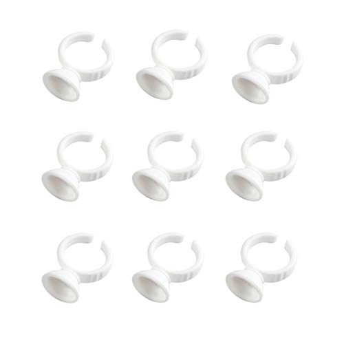 50 pcs Blanco Desechable Anillo de plástico tazas pegamento colorante Pigment contenedor bandeja belleza maquillaje herramientas para extensión de pestañas elefante tatuaje