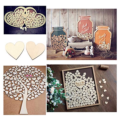 500 Piezas Corazones de Madera Rodajas para Decoración de Boda Manualidades Adornos Artesanales DIY Tamaño 10mm, 20mm, 30mm, 40mm