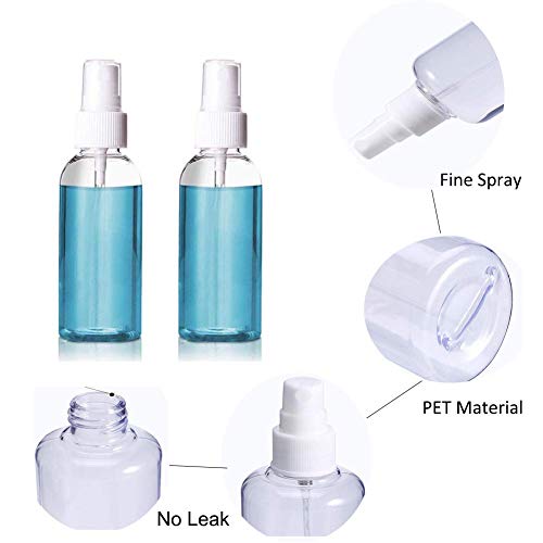 50ml Bote Spray Botellas Vacía De Plástico Transparentes Contenedor de Pulverizador, Bote Spray Pulverizador Transparente Set de Botella de Spray de Viaje-6 Piezas (50ml)