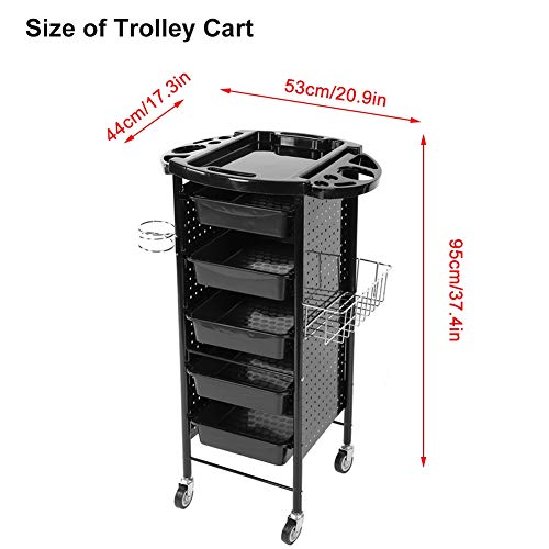 6 Capas de Maquillaje Carrito, Peluquería Beauty Cart de Almacenamiento Rack Trolley Carrito con Ruedas para