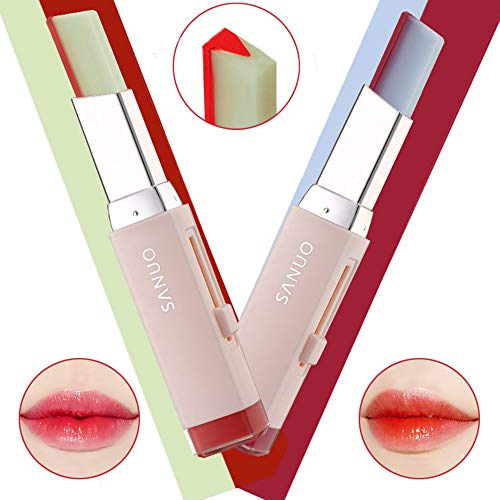 88AMZ Pintalabios, Lápiz Labial Degradado de Dos Colores en Forma de V, Duradero Hidratante Espejo Lápiz Labial No se desvaneció Taza Antiadherente Frosted Rojo Labio Brillo Color de Labios (A)