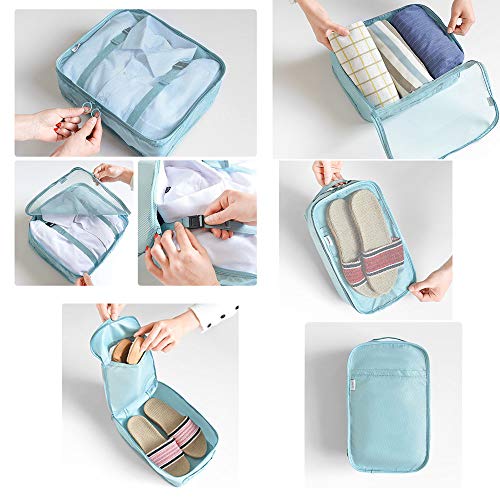 8pcs Bolsas De Almacenamiento De Viaje a Prueba De Agua Ropa Embalaje Cubo Organizador De Equipaje Bolsa, Embalaje de Viaje Bolsas de Ropa Zapatos, Cosméticos Accesorios