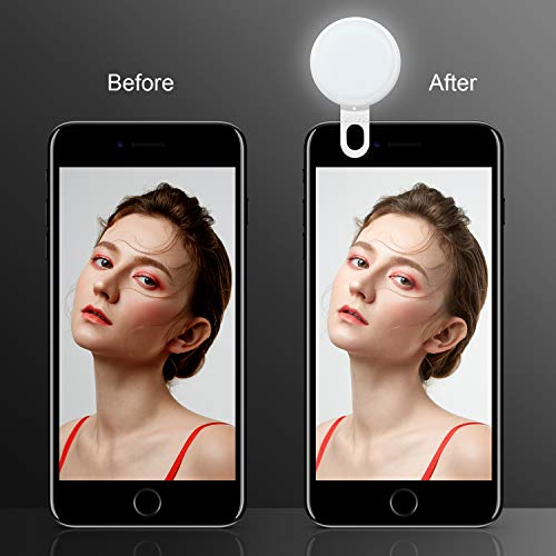 Abafia Selfie Light, Selfie Ring Light Recargable LED Night Selfie Mejorando la iluminación suplementaria, 9 Efecto de iluminación Brillo de 3 Niveles Clip para Luz portátil Smartphone