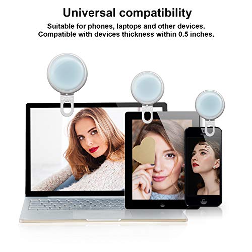 Abafia Selfie Light, Selfie Ring Light Recargable LED Night Selfie Mejorando la iluminación suplementaria, 9 Efecto de iluminación Brillo de 3 Niveles Clip para Luz portátil Smartphone