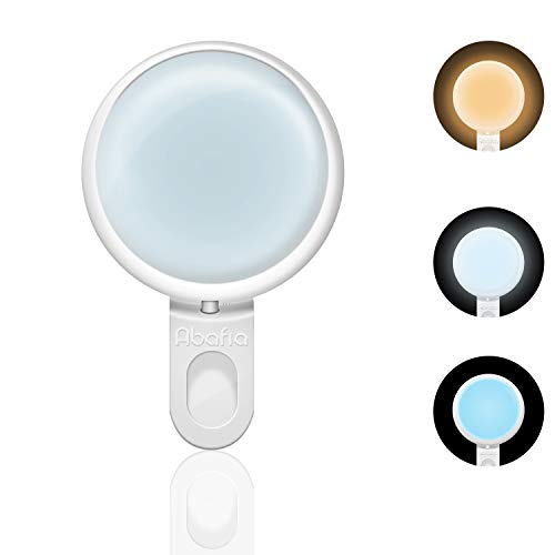 Abafia Selfie Light, Selfie Ring Light Recargable LED Night Selfie Mejorando la iluminación suplementaria, 9 Efecto de iluminación Brillo de 3 Niveles Clip para Luz portátil Smartphone