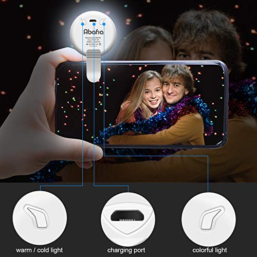 Abafia Selfie Light, Selfie Ring Light Recargable LED Night Selfie Mejorando la iluminación suplementaria, 9 Efecto de iluminación Brillo de 3 Niveles Clip para Luz portátil Smartphone