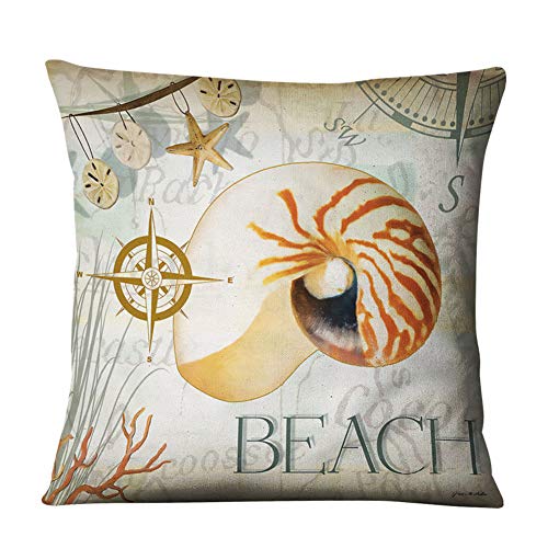 ABLUD Estilo mediterráneo Tiro Fundas de Almohada Estilo Marino mar mariscos Tema Decorativo náutico de la Costa del Amortiguador Casos Decoración de 45 * 45 cm Conjunto de 4