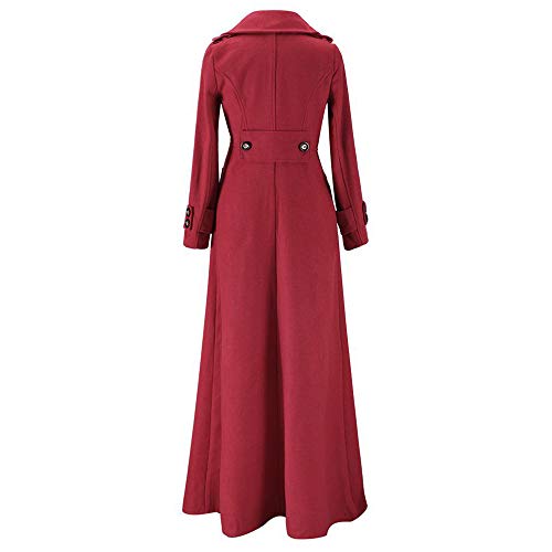 Abrigos de otoño Invierno, Dragon868 Moda de Las Mujeres más Nuevo Partido Solapa Delgada Trinchera Capas largas (Vino Rojo,S)