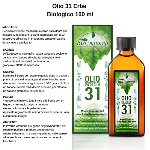 Aceite de hierbas orgánico 31 100 ml Vitamol revitalizante para masajes musculares y aromaterapia - No graso