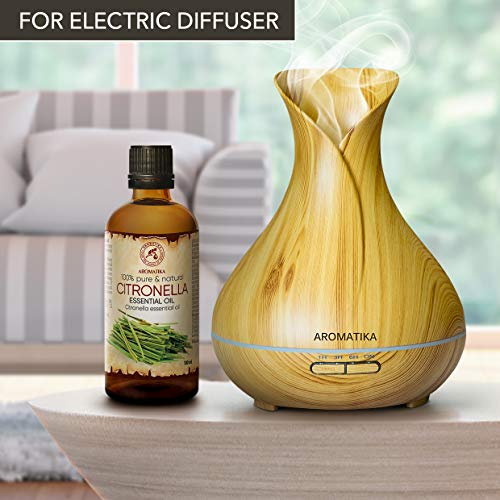 Aceite Esencial de Citronela 100ml - Cymbopogon Winterianus - Aceite de Citronela 100% Puro & Natural - Baсo Aromático para Sauna - Masaje - Cosméticos