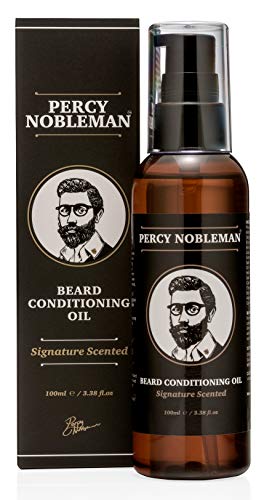 Aceite para barba de Percy Nobleman. Nueva fórmula personal y perfumada derivada en un 99% de componentes naturales. Aceite acondicionador para barba (100 ml)