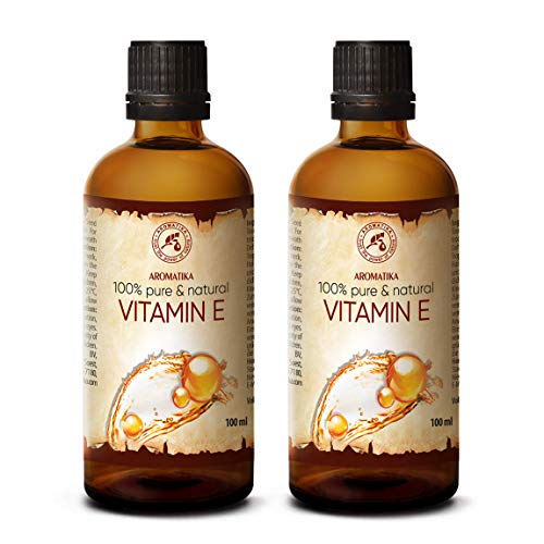 Aceite Vitamina E 2x100ml - Naturales - Tocoferol - Vitamin E Oil 200ml - Aceite Antienvejecimiento Contra Todo Tipo de Arrugas - Cuidado Facial & Corporal - Cabello