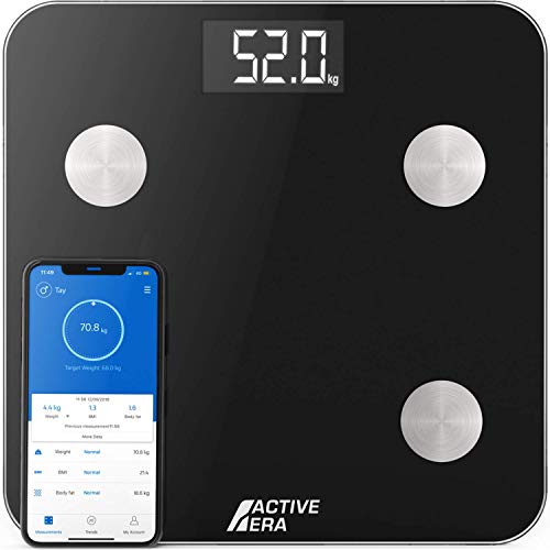 Active Era Báscula Grasa Corporal Inteligente - Báscula Digital Bluetooth con 15 Funciones esenciales, Peso corporal de alta precisión y Aplicación gratuita