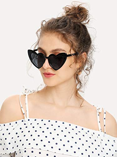 ADEWU Gafas de sol en forma de corazón Chicas Gafas retro de moda para mujer (A - Negro (polarizado))