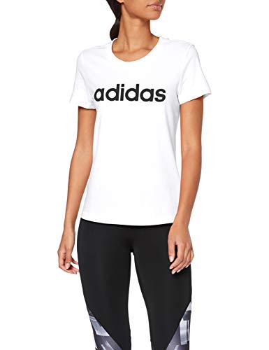 adidas W E Lin Slim T Camiseta de Manga Corta, Mujer, Blanco (White/Black), S