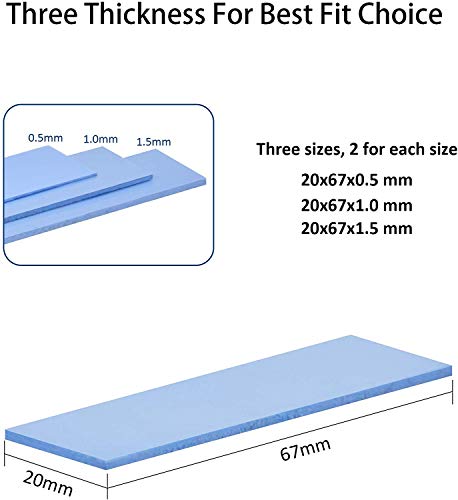 ADWITS Pack de 9 Almohadillas de Silicona termoconductoras con 6.0 W/MK de conductividad térmica, Suave, Seguro, fácil de aplicar para SSD CPU GPU LED IC Chipset Cooling -Azul