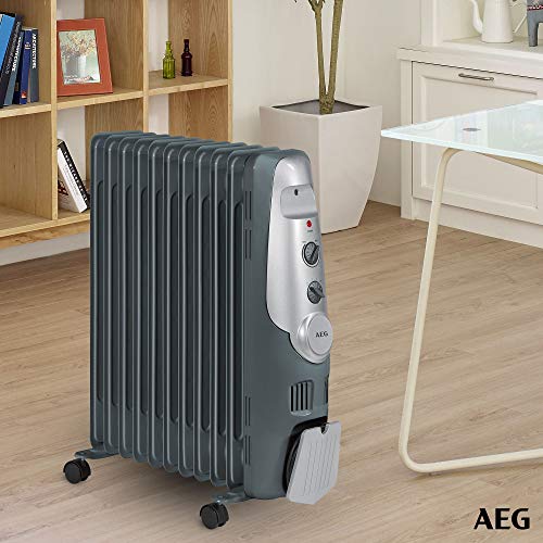 AEG RA 5522 - Radiador de aceite, 2200 W, 11 elementos, termostato, 3 niveles de potencia, regulador de potencia para un bajo consumo