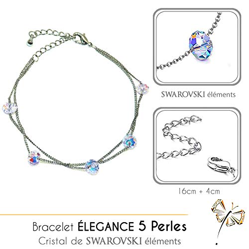 AG Artgosse - Vela con diseño de monoï de Tahití, cristal de Swarovski elementos para mujer, ambiente para el día de la madre, cumpleaños y caja de regalo (Envuelo de corazones, pulsera con 5 perlas)