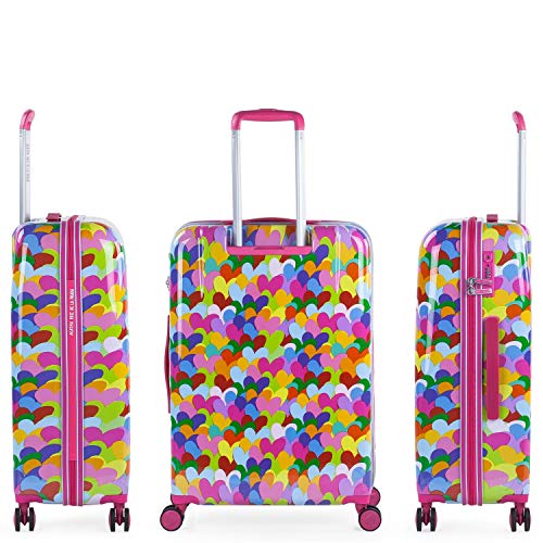 AGATHA RUIZ DE LA PRADA - Juego de Maletas de Viaje Rígidas Estampado de Corazones Trolley 4 Ruedas de Policarbonato Cómodas y Ligeras. Mediana y Pequeña. Calidad Diseño y Marca 131102, Color Fucsia