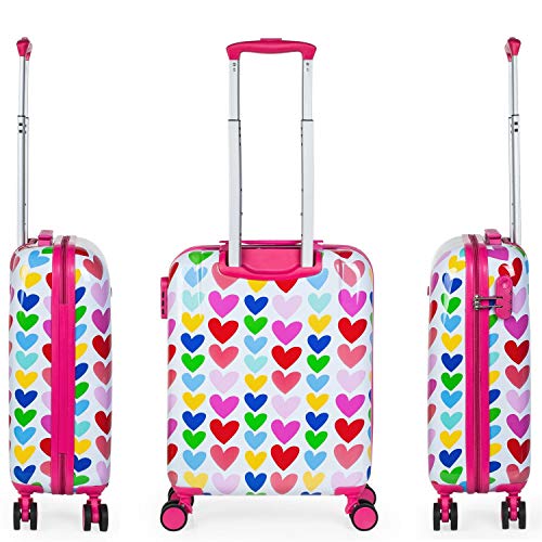 AGATHA RUIZ DE LA PRADA - Maleta Cabina Pequeña para Viaje. 4 Ruedas Trolley 55x40x20 cm Policarbonato Estampado Corazones. Equipaje de Mano. Rígida Cómoda y Ligera. Diseño Original. 130, Color Fucsia