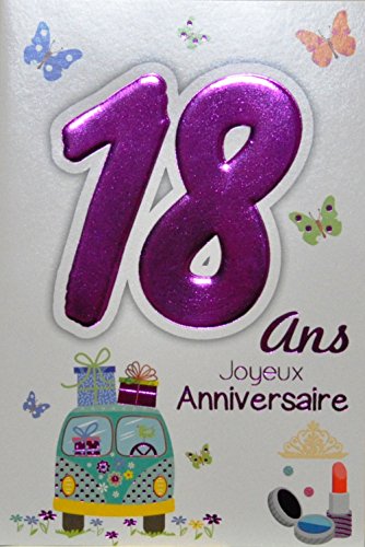 Age MV 69 – 2019 tarjeta cumpleaños 18 años niña joven mujer adulto diseño mayoría majeure B conducir coche regalo maquillaje mariposas