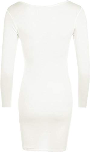 AGS - Mini vestido de manga larga para mujer Marfil crema 48-50