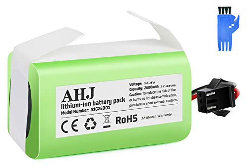 AHJ Batería de Reemplazo Compatible con Cecotec Conga Excellence 990 950 1090, Ecovacs Deebot N79S N79 DN622, eufy RoboVac 11S 11S MAX 15C MAX 30, 14.4V 2600mAh Li-Ion Batería con Cepillo