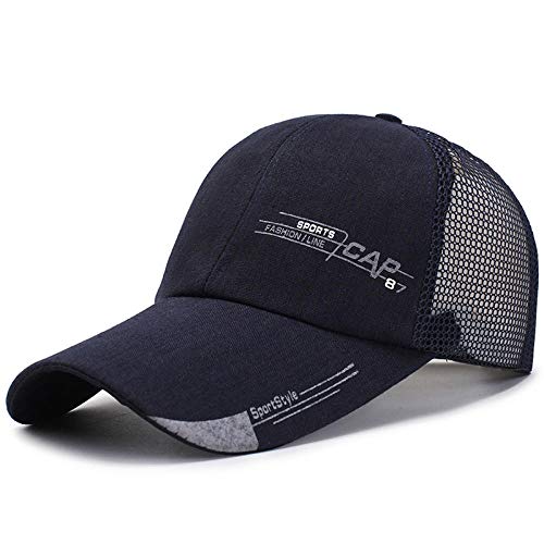 Aibccr Gorro para el Sol, Gorra de Malla para Hombre, Gorra de béisbol Parasol de Ocio, Gorra de protección Solar para Viajes Salvajes para Mujer-Azul Marino Ajustable