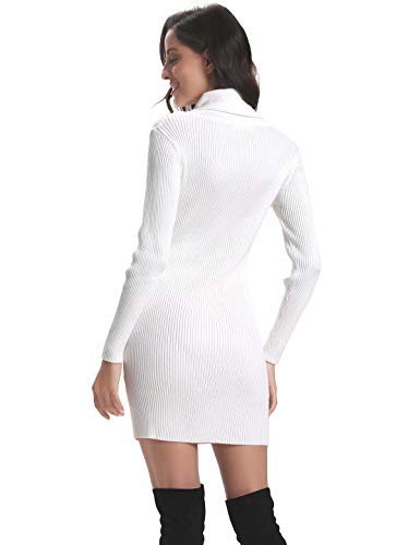 Aibrou Vestido de Punto para Mujer,Elegante Suéter de Cuello Alto de Manga Larga,Jerséy Clásico para Primavera Otoño Invierno