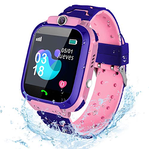 AIMIUVEI Smartwatch Niños, Reloj Inteligente Niña IP67, LBS, Llamada Bidireccional, SOS Modo de Clase, Cámara, Juegos, Regalo para Niño Niña de 3-12 años, Smartwatch soporta 2G Tarjeta Micro SIM