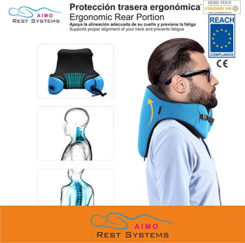 AIMO Spain Almohada collarín Cervical de Viaje 5 en 1 con protección Cervical Envolvente