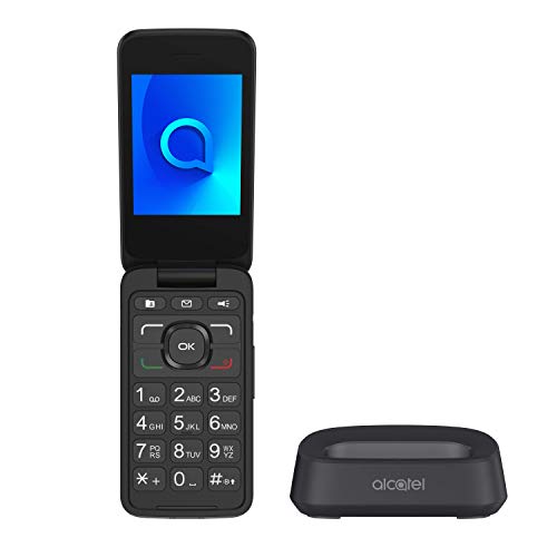 Alcatel 3026 - Teléfono móvil de fácil uso con tapa y base para cargar - botón SOS - Cámara 2MP con flash - teclas grandes - Gris metálico