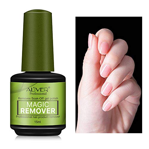 Aliver - Juego de 2 esmaltes de uñas mágicos, elimina el esmalte de uñas de gel en 3 a 5 minutos, elimina fácilmente y rápidamente la laca de uñas de Aliver [15 ml x 2]