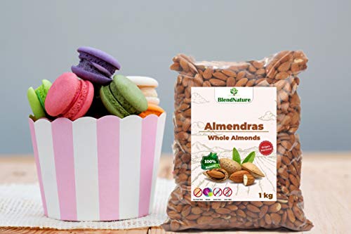 Almendras Crudas Peladas 1kg – Sin Sal Con Piel - 100 % Natural y Entera - de Origen Nacional mas Sabrosa – Calidad Premium - No Transgenica – Vegana.