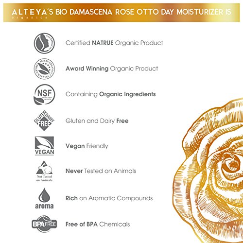 Alteya Organic Crema Hidratante de Día Bio Damascena (50 ml) – Rejuvenecedor – Basada en Esencia de Aceite de Rosa Damascena de Bulgaria Veindida por el Cultivador Organico Alteya Organics y con Certificado NaTrue