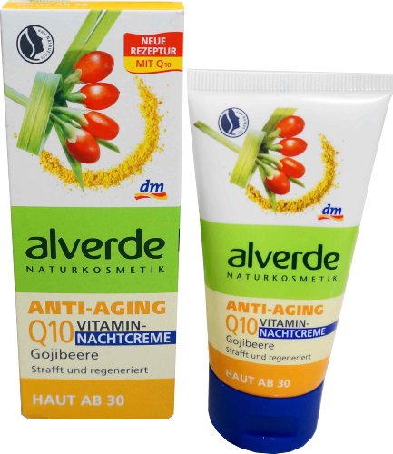 Alverde – Crema de noche vitaminada antiedad Q10 – Bayas de Goji, orgánica – 50 ml