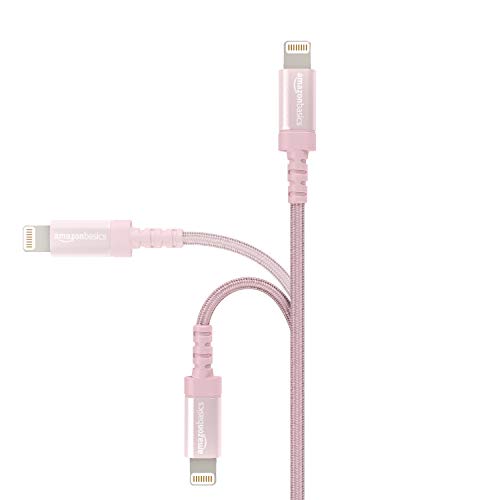 AmazonBasics - Cable conector USB a Lightning (nailon trenzado, certificado por Apple, 1,8 m), color oro rosa