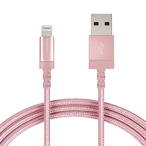 AmazonBasics - Cable conector USB a Lightning (nailon trenzado, certificado por Apple, 1,8 m), color oro rosa