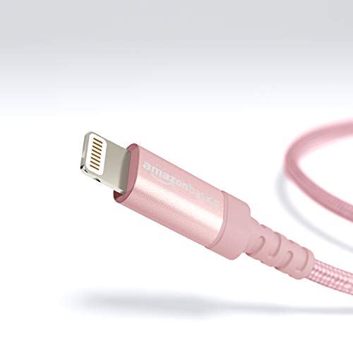 AmazonBasics - Cable conector USB a Lightning (nailon trenzado, certificado por Apple, 1,8 m), color oro rosa