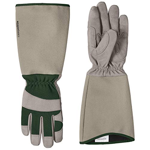 AmazonBasics - Guantes de jardinería, para poda de rosales, protege contra espinas, con protección de antebrazo, color verde, talla XL